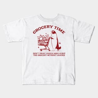 Grocery Time Funny Cat Shirt / Funny Cat Meme Shirt / Ironic Shirt / Weirdcore Clothing / Oddly Specific / Unhinged Kids T-Shirt